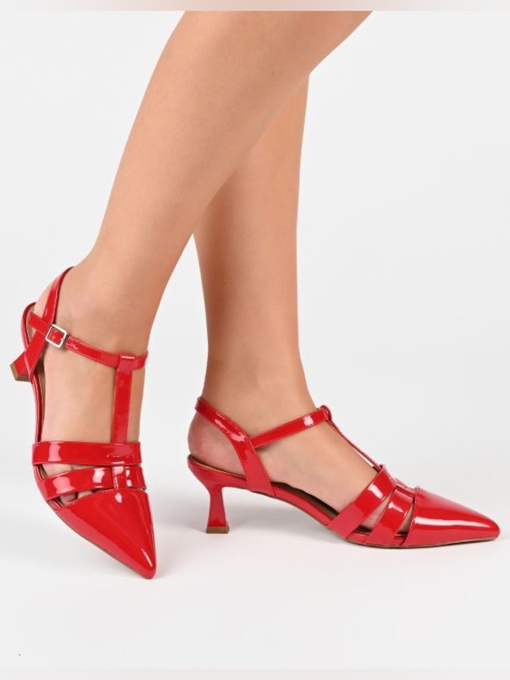 NIB Journee Collection Red Jazlynn Patent Kitten Heels Size 7.5